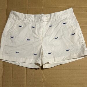 Women’s Vineyard Vines White w/ Navy Blue Whale Print Preppy Shorts Size 4